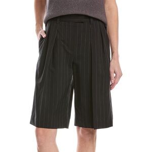 Brunello Cucinelli Womens  Pleated Wool-Blend Short